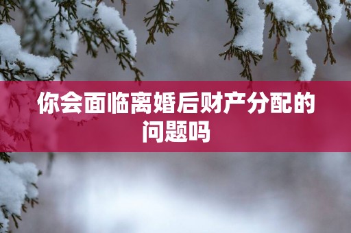 你会面临离婚后财产分配的问题吗
