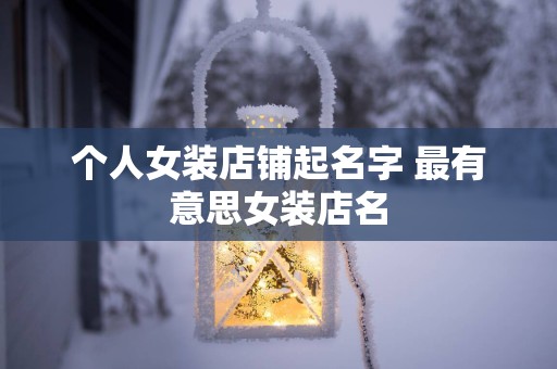 个人女装店铺起名字 最有意思女装店名
