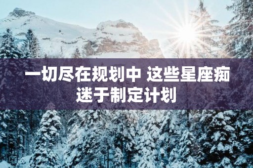 一切尽在规划中 这些星座痴迷于制定计划