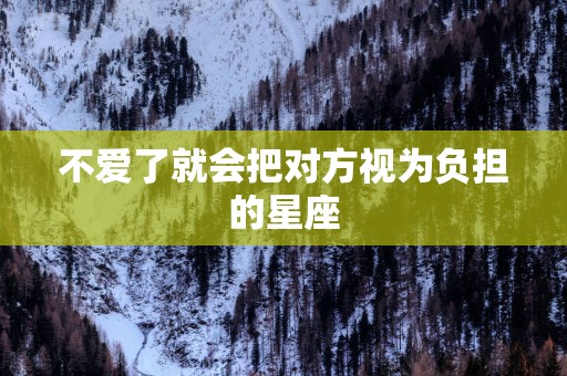 不爱了就会把对方视为负担的星座