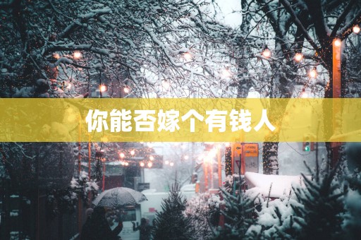 你能否嫁个有钱人