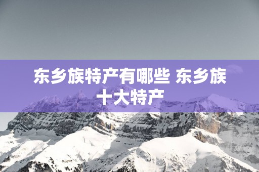 东乡族特产有哪些 东乡族十大特产