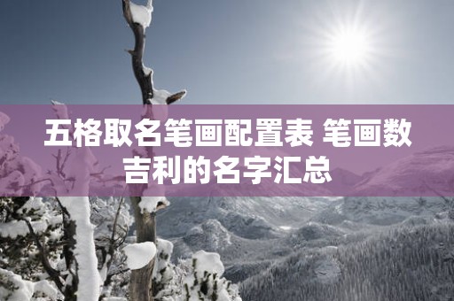 五格取名笔画配置表 笔画数吉利的名字汇总