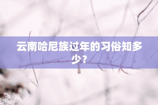云南哈尼族过年的习俗知多少？