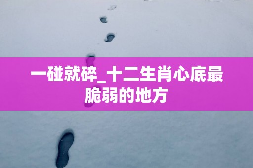 一碰就碎_十二生肖心底最脆弱的地方
