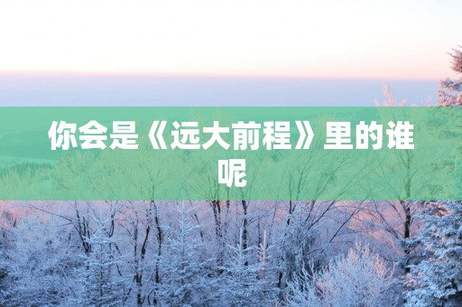 你会是《远大前程》里的谁呢