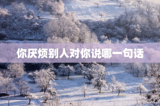 你厌烦别人对你说哪一句话