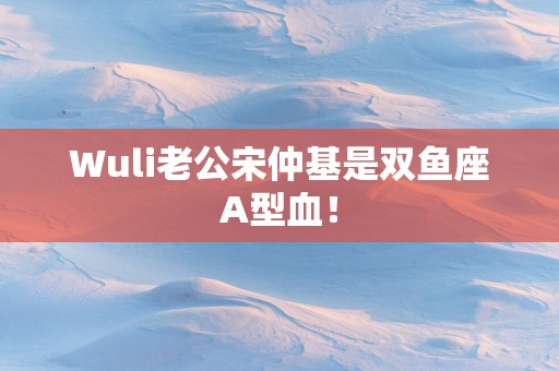 Wuli老公宋仲基是双鱼座A型血！