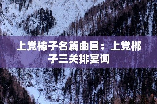上党棒子名篇曲目：上党梆子三关排宴词