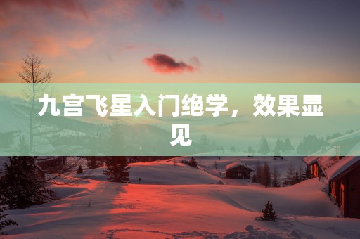 九宫飞星入门绝学，效果显见