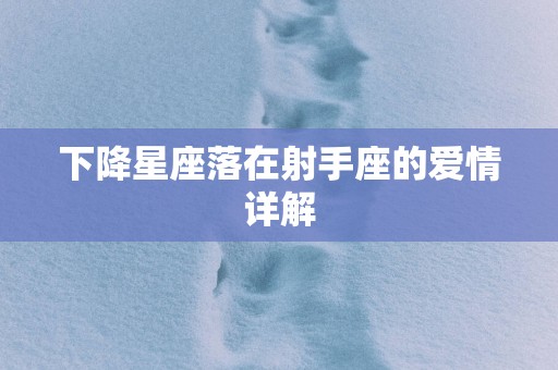 下降星座落在射手座的爱情详解