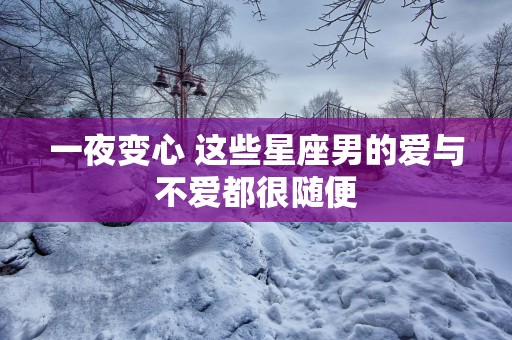 一夜变心 这些星座男的爱与不爱都很随便