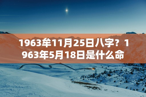1963牟11月25日八字？1963年5月18日是什么命