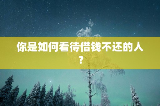 你是如何看待借钱不还的人？