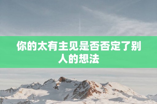 你的太有主见是否否定了别人的想法