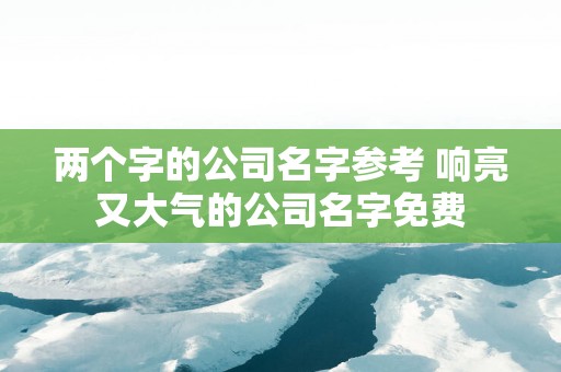 两个字的公司名字参考 响亮又大气的公司名字免费