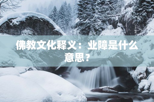 佛教文化释义：业障是什么意思？