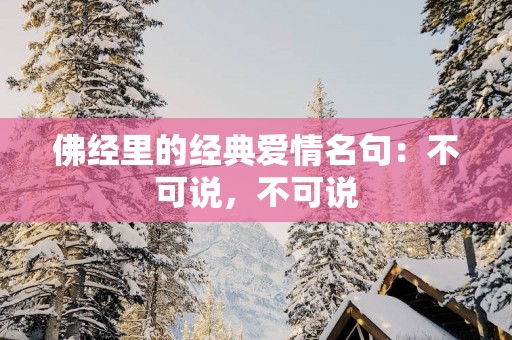 佛经里的经典爱情名句：不可说，不可说
