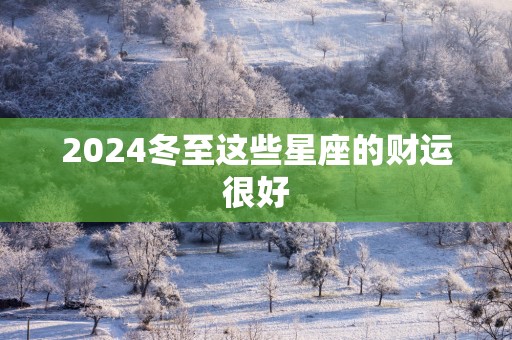 2025冬至这些星座的财运很好