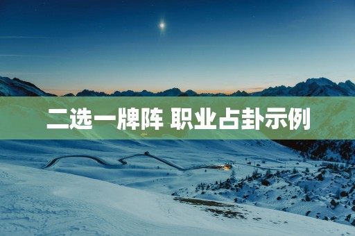 二选一牌阵 职业占卦示例