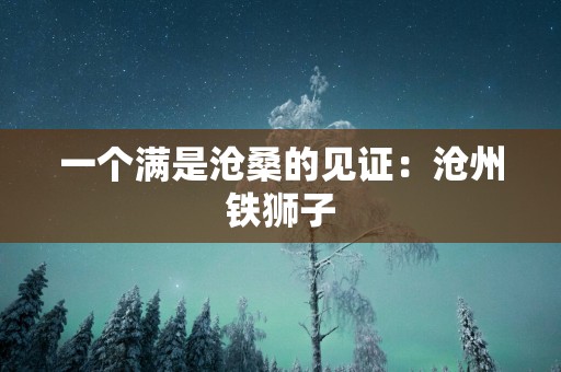 一个满是沧桑的见证：沧州铁狮子