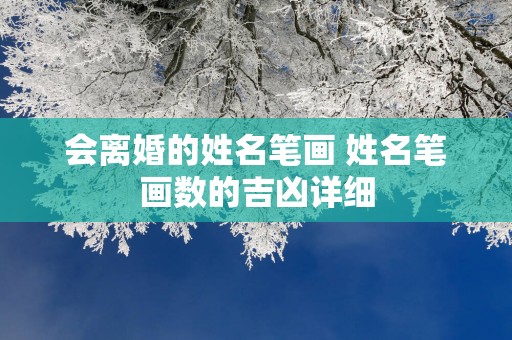 会离婚的姓名笔画 姓名笔画数的吉凶详细