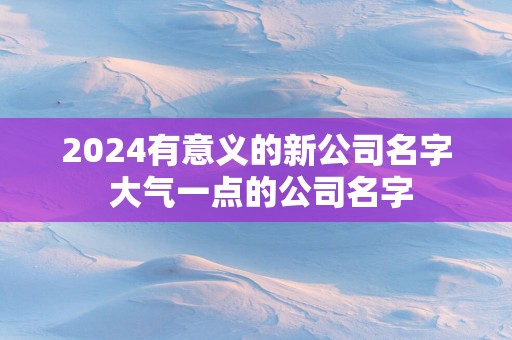 2025有意义的新公司名字 大气一点的公司名字