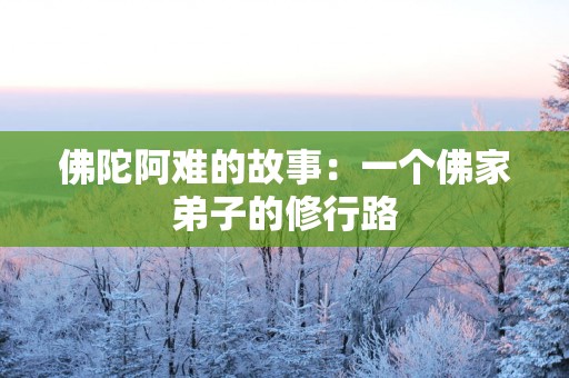 佛陀阿难的故事：一个佛家弟子的修行路