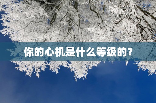 你的心机是什么等级的？
