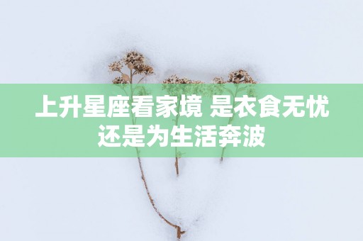 上升星座看家境 是衣食无忧还是为生活奔波