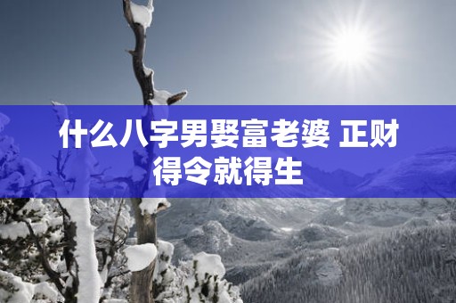 什么八字男娶富老婆 正财得令就得生