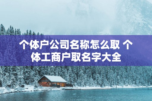 个体户公司名称怎么取 个体工商户取名字大全