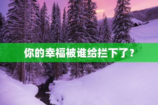你的幸福被谁给拦下了？