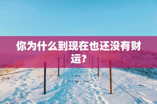 你为什么到现在也还没有财运？