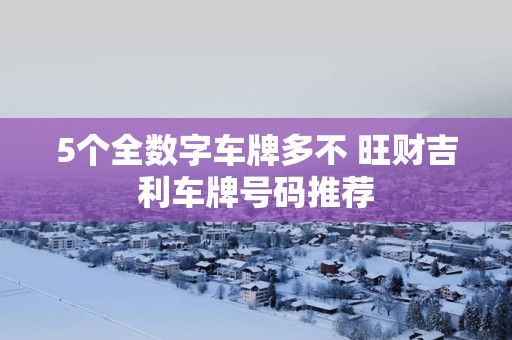 5个全数字车牌多不 旺财吉利车牌号码推荐