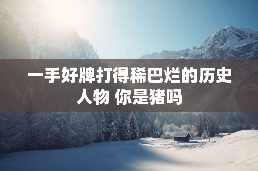 一手好牌打得稀巴烂的历史人物 你是猪吗