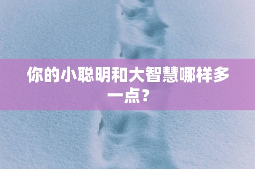 你的小聪明和大智慧哪样多一点？