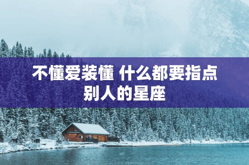 不懂爱装懂 什么都要指点别人的星座