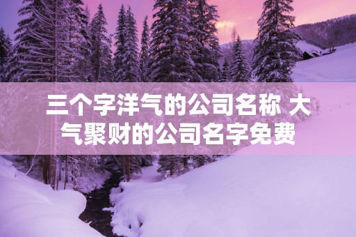 三个字洋气的公司名称 大气聚财的公司名字免费
