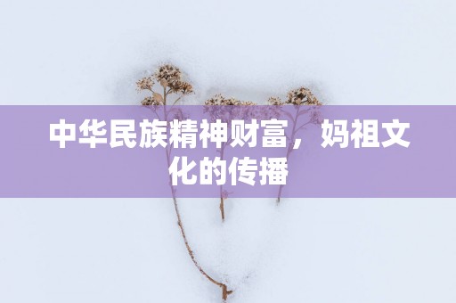 中华民族精神财富，妈祖文化的传播