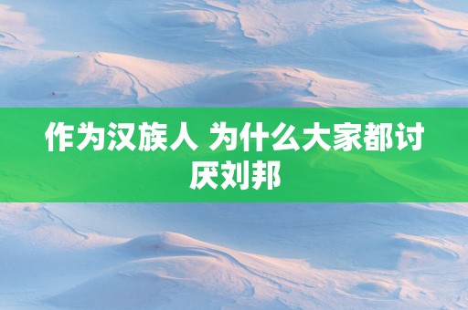 作为汉族人 为什么大家都讨厌刘邦
