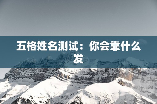 五格姓名测试：你会靠什么发