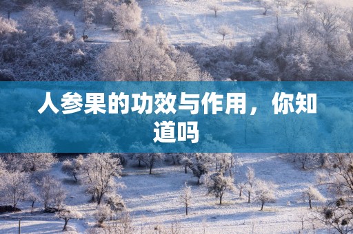 人参果的功效与作用，你知道吗