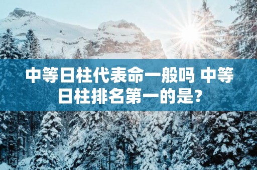 中等日柱代表命一般吗 中等日柱排名第一的是？