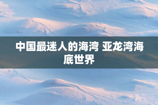 中国最迷人的海湾 亚龙湾海底世界