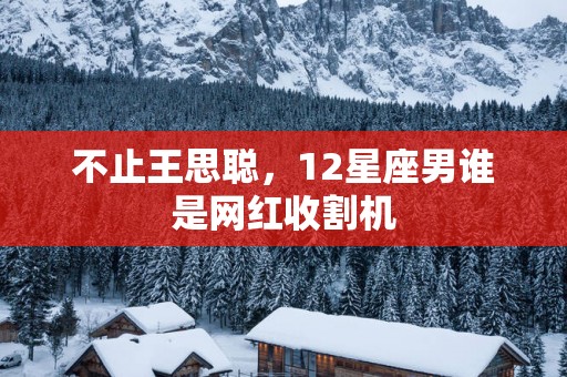 不止王思聪，12星座男谁是网红收割机