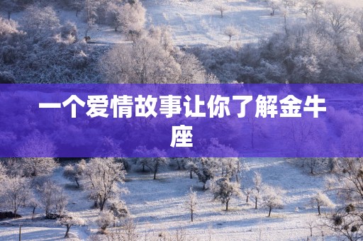 一个爱情故事让你了解金牛座