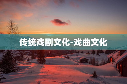 传统戏剧文化-戏曲文化