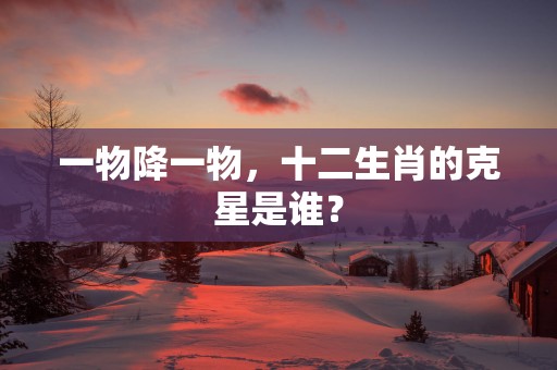 一物降一物，十二生肖的克星是谁？