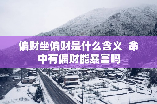 偏财坐偏财是什么含义  命中有偏财能暴富吗